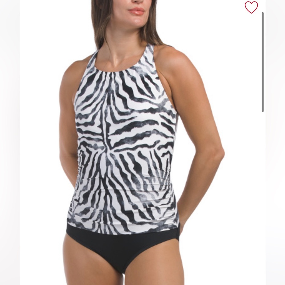 Jantzen one piece swimsuit bathing suit zebra black animal print 6